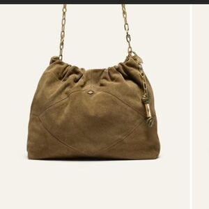Chic Brown Suede Shoulder Bag with Chain Strap